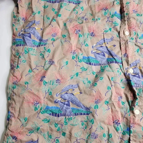 Reyn Spooner Cotton Hawaiian Bird Floral Shirt Size XL - Picture 6 of 7